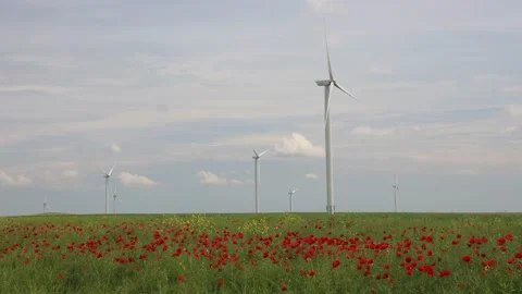 Wind power turbines. Stock Footage 156505132