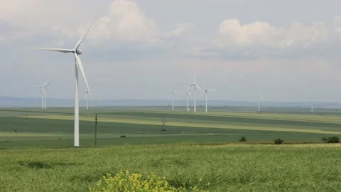 Wind power turbines. Stock Footage 156505332