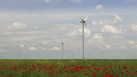 Wind power turbines. Stock Footage 156505492