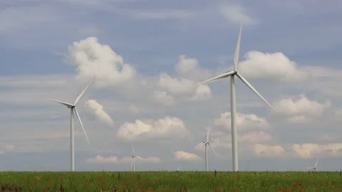 Wind power turbines. Stock Footage 156505709