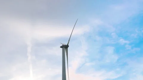 Wind power turbines generating clean renewable energy Stock Footage 196170025
