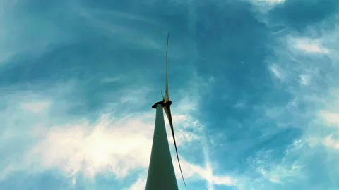 Wind power turbines generating clean renewable energy Stock-Footage 198658229