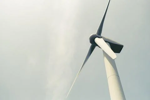 Wind power turbines generating clean renewable energy Stock Photos