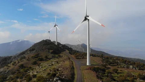 Wind power turbines generating 스톡 동영상 128914864