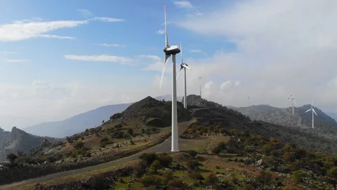 Wind power turbines generating 스톡 동영상 128915082