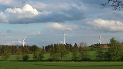 Wind power turbines generators Stock Footage 90228696
