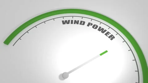Wind power value measuring device with arrow and scale. Green grass. 3D render Stock Footage 257907543