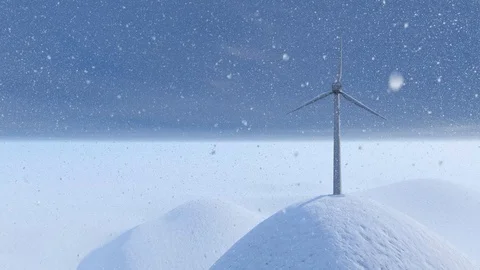 Wind Power in Winter Animation 4K Rendering Stock Footage 121689579