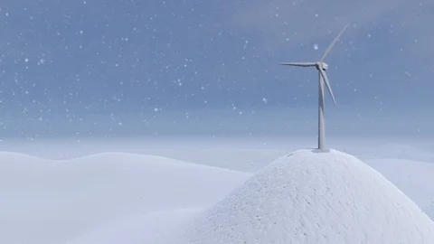 Wind Power in Winter Animation 4K Rendering Stock Footage 121689590