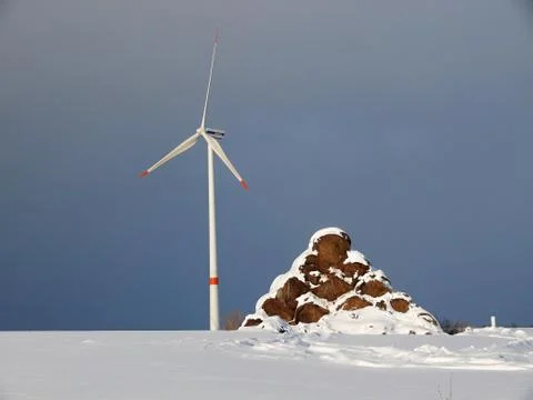 Wind power in winter Stock Photos