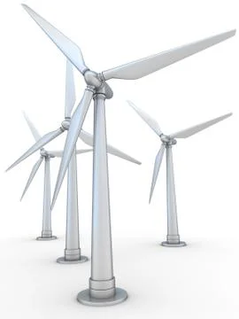 Wind-powered generator (done in 3d, on white background) Ilustración de archivo