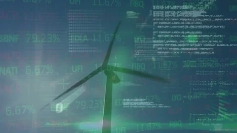 Wind-powered generators making electricity Stock Footage 327646245