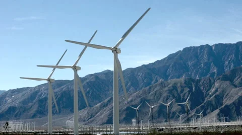 Wind powered generators near Palm Springs, CA Stock Footage 59799664