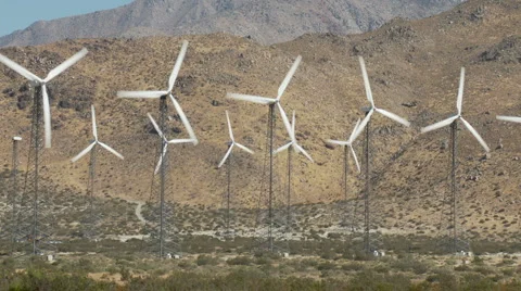 Wind Powered Turbines / Windmills - Time Lapse - Clip 1 Stock Footage 890489