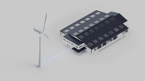 Wind Powered Warehouse Isometric View Stock Photos