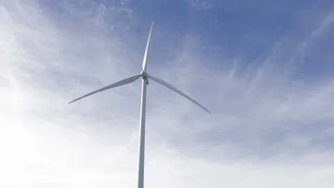 Wind producing energy to wind turbines, Paul da Serra, Madeira island, Portugal Stock Footage 119763394