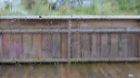 Wind. Rain. View through the window. Autumn Stock Footage 96128072