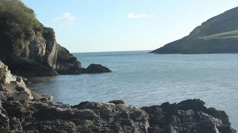 Wind ripples waves on a sea bay inlet Stock Footage 86619901
