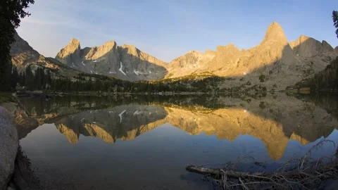 Wind River Range Wyoming Lonesome Lake Reflection Sunrise 4K Timelapse Stock Footage 297377454