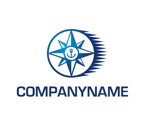 Wind rose, compass with an anchor in the middle. Ready logo Stock Illustration