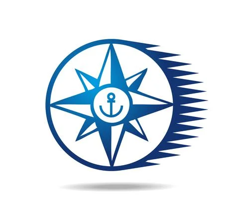 Wind rose, compass with an anchor in the middle Stock Illustration