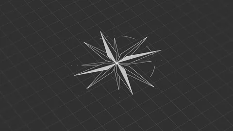 Wind rose compass animation. Minimal monochrome navigation symbol. Video stock 331352447