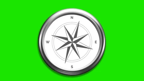 Wind rose compass with spinning pointers on green screen. 4K Stock Footage 105161911