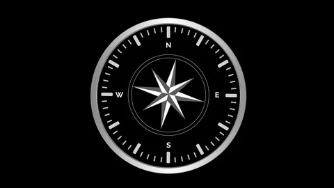 Wind rose compass with spinning pointers Stock Footage 105694561