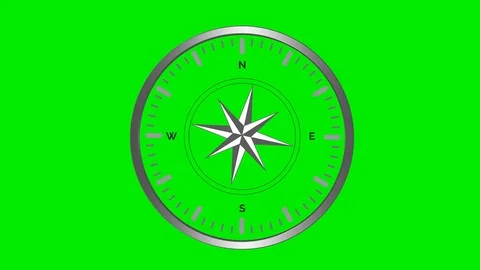 Wind rose compass with spinning pointers on green screen. 4K Stock Footage 105694861