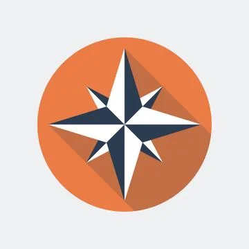 Wind Rose Flat Icon Stock Illustration