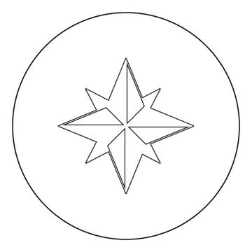 Wind rose  icon black color in circle or round Stock Illustration