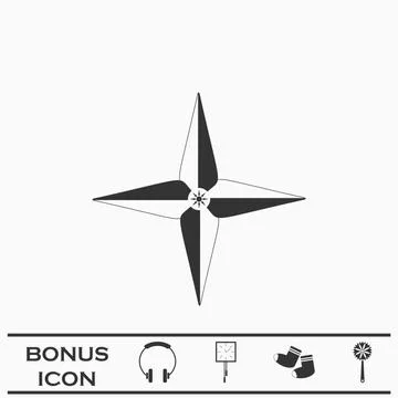 Wind rose icon flat Stock Illustration