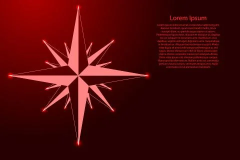 Wind rose with intermediate points compass star navigation red color Illustrazione stock
