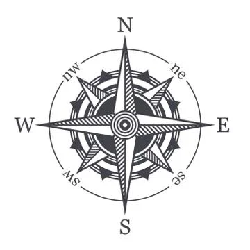 Wind Rose or Compass Icon on White Background. Vector Stock Illustration