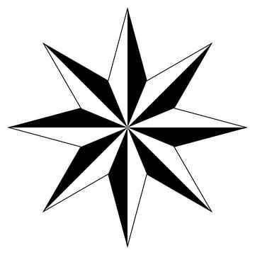 Wind rose or Compass rose vector with eight directions. Isolated background. Stock Illustration