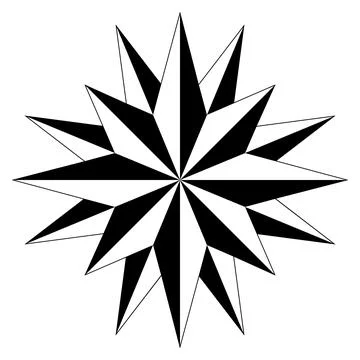 Wind rose or Compass rose vector with sixteen directions. Isolated background. Stock Illustration