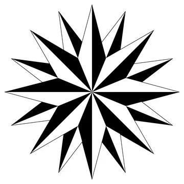 Wind rose or Compass rose vector with sixteen directions. Isolated background. Stock Illustration