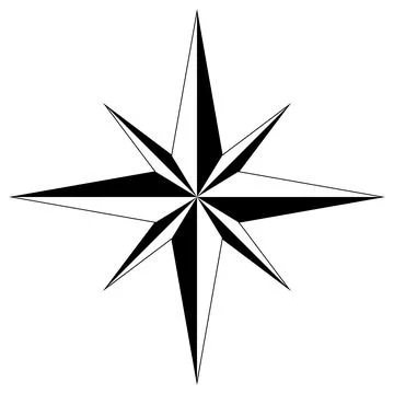 Wind rose or Compass rose vector with eight directions. Isolated background. Stock Illustration