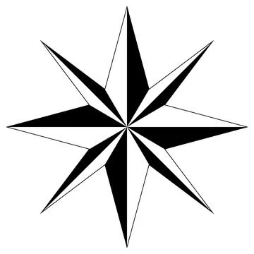 Wind rose or Compass rose vector with eight directions. Isolated background. Stock Illustration