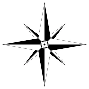 Wind rose or Compass rose vector with eight directions. Isolated background. Stock Illustration