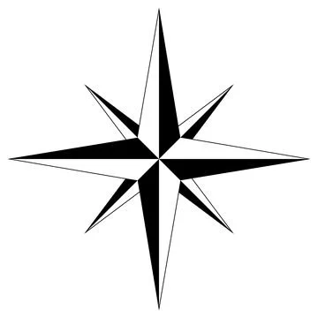 Wind rose or Compass rose vector with eight directions. Isolated background. Stock Illustration