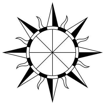 Wind rose or Compass rose vector with eight directions. Isolated background. Stock Illustration