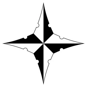 Wind rose or Compass rose abstract vector. Four directions. Stock Illustration