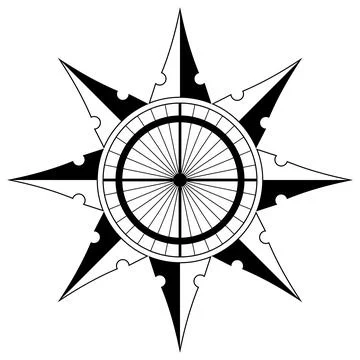 Wind rose or Compass rose abstract vector. Eight directions. Stock Illustration