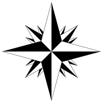 Wind rose or Compass rose vector with sixteen directions. Stock Illustration