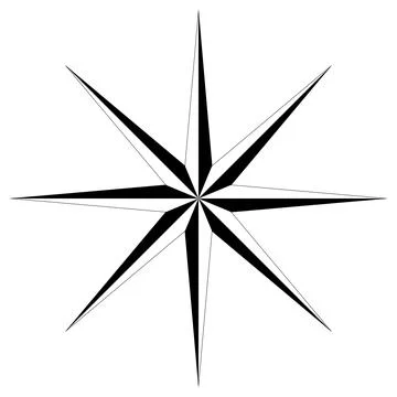 Wind rose or Compass rose vector with eight directions. Stock Illustration