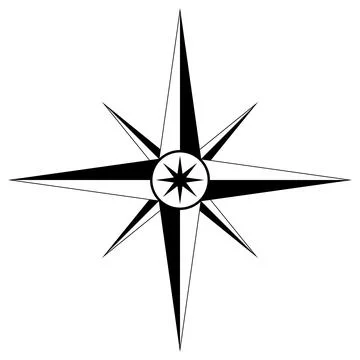 Wind rose or Compass rose vector with eight directions. Stock Illustration
