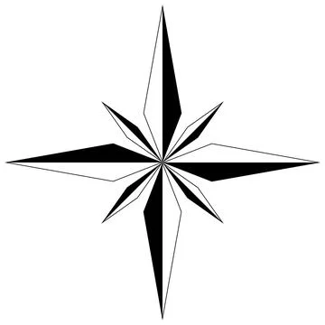 Wind rose or Compass rose vector with eight directions. Stock Illustration