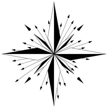 Wind rose or Compass rose vector with eight directions. Abstract Arrow design. Stock Illustration