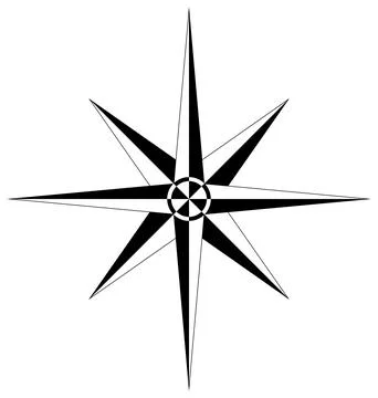 Wind rose or Compass rose vector with eight directions. Stock Illustration